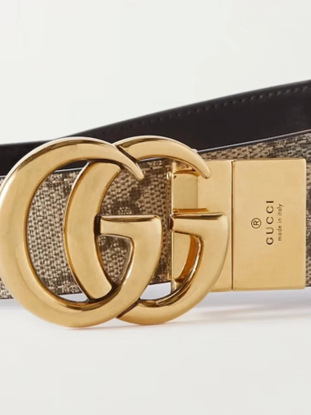 GUCCI Monogram Reversible leather and coated-canvas belt